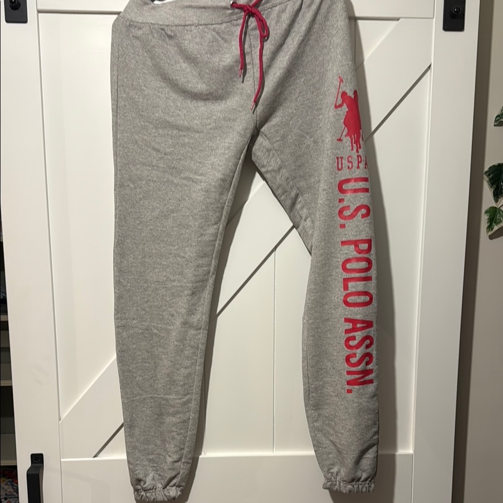 U.S. Polo Assn. Gray and Red Sweatpants Slim Fit women’s small with drawstring